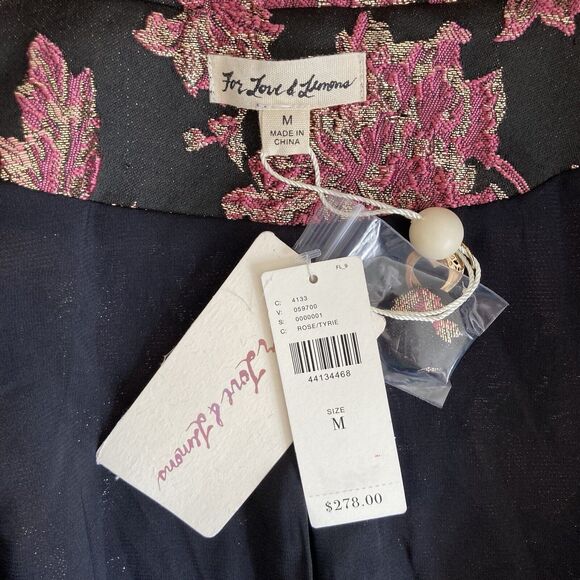 FOR LOVE & LEMONS Luella Jacket Womens Medium Floral Metallic Jacquard Layering - Picture 12 of 12